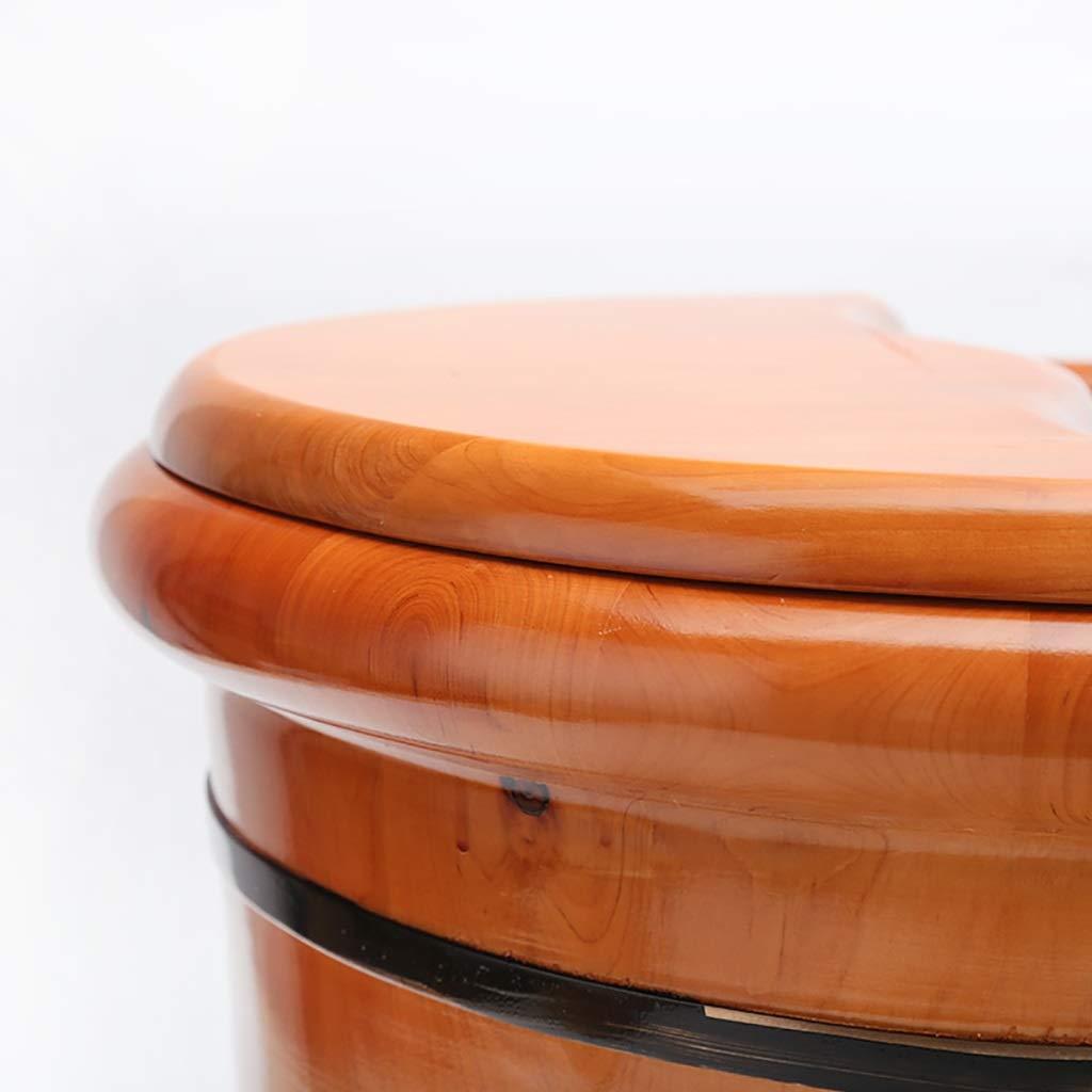 Katzowen Foot Massager Spa Wooden Foot Tub, Household Foot Bath Barrel, Thick Round Foot Bath Barrel, Foot Bath, Family Health Gift,36cm (Color : Covered)