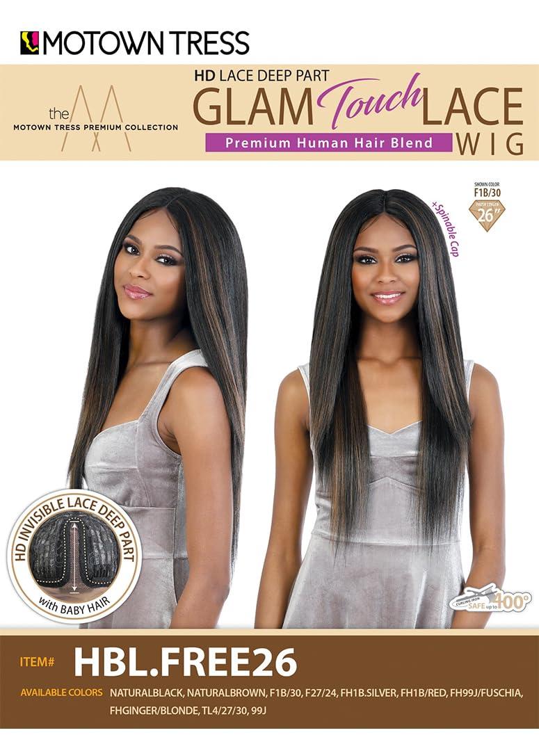 Motown Tress Motown Tress Glam Touch Invisible Lace Deep Part Wig with Baby Hair HBL.FREE26 (F1B/30)