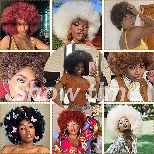 Lotfon Lotfon Wig 70\'s Curly Wigs for Black Women Large Bouncy Fluffy and Soft Natural Looking Afro Kinky Wig 8 Inches (Platinum blonde)