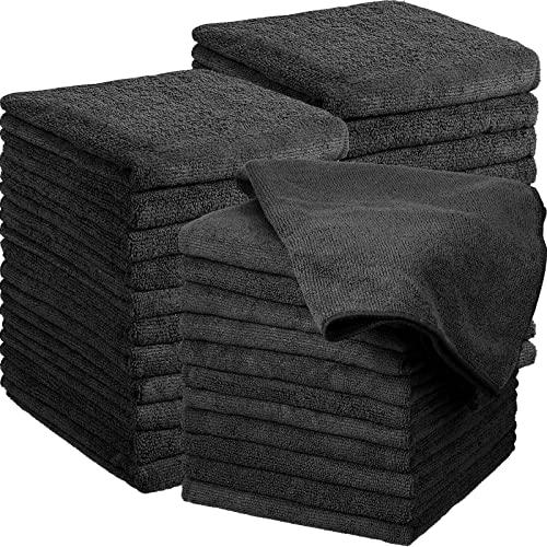 Shimeyao 26 Packs of Bleach Proof Salon Towels Absorbent Microfiber Towels Bleach Resistant Salon Hand Towels for Gym, Bath, Spa, Shaving, Shampoo, Home Hair Drying, 16 x 28 Inches (Black)