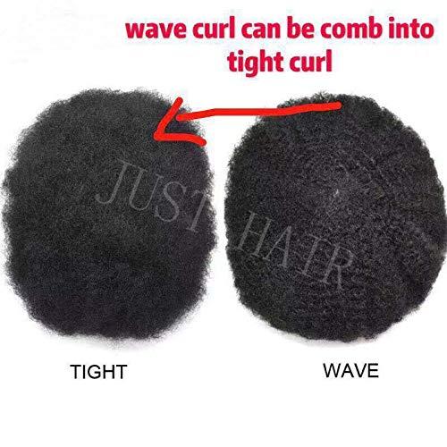 Curve Hair CURVE HAIR afro Toupee For Black Men African American Afro Hair Systems Full Poly THIN SKIN Hair Units Black Men Brazilian Human Hair Male ALL PU Hair Replacement with weaves(8\"X10\", #1B Off Black-8mm Afro Wave Curl)