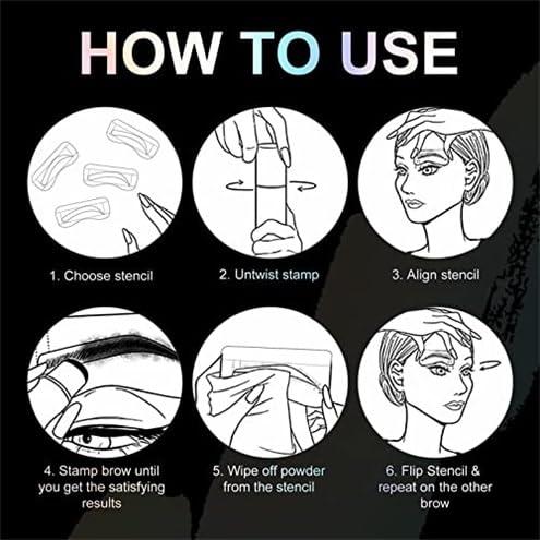 OETUIOW Eyebrow Stamp and Eyebrow Stencil Kit, Eye Brow Stencil Kit for Beginners 24 Reusable and Washable Eyebrow Shaping Kit, Brow Stencil and Stamp Kit Smudge-Proof & Long-Lasting (Dark Black)