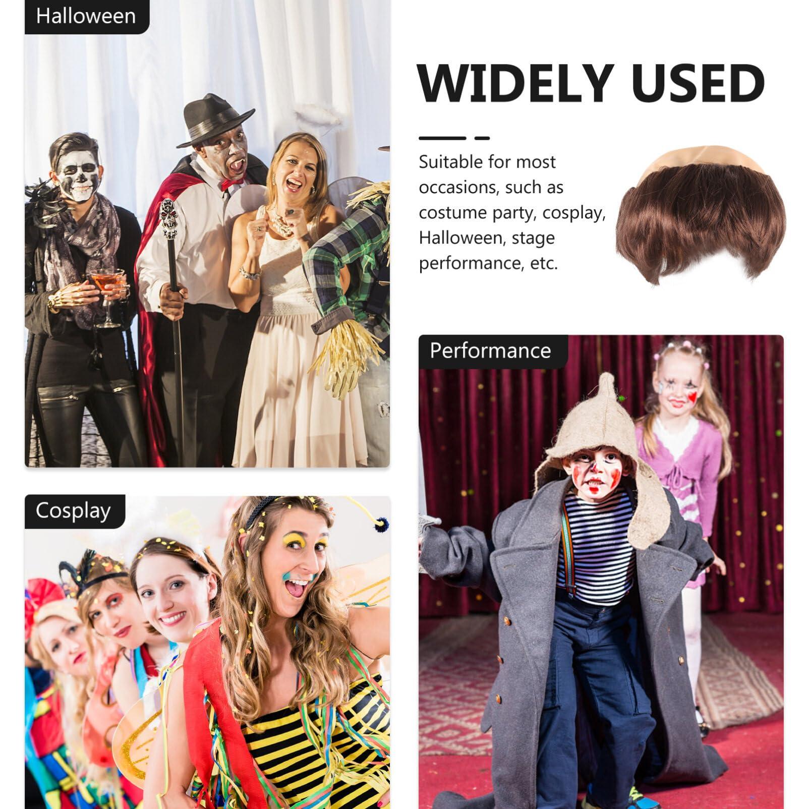 FOMIYES FOMIYES Halloween Monk Costume Wig Bald Cap Wig with Brown Friar Hair Funny Makeup Props Monk Cosplay Halloween Fancy Dress Accessories Headwear