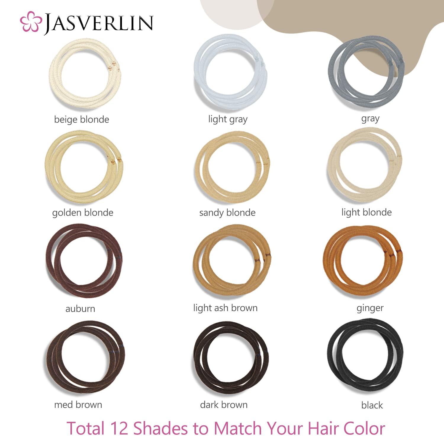 JASVERLIN JASVERLIN Blonde Hair Ties Elastic for Women, No Metal 4mm Hair Tying Bands Ponytail Holders for Braided Thick Long Straight Styling Accessories 50 Pieces (Sandy Blonde)
