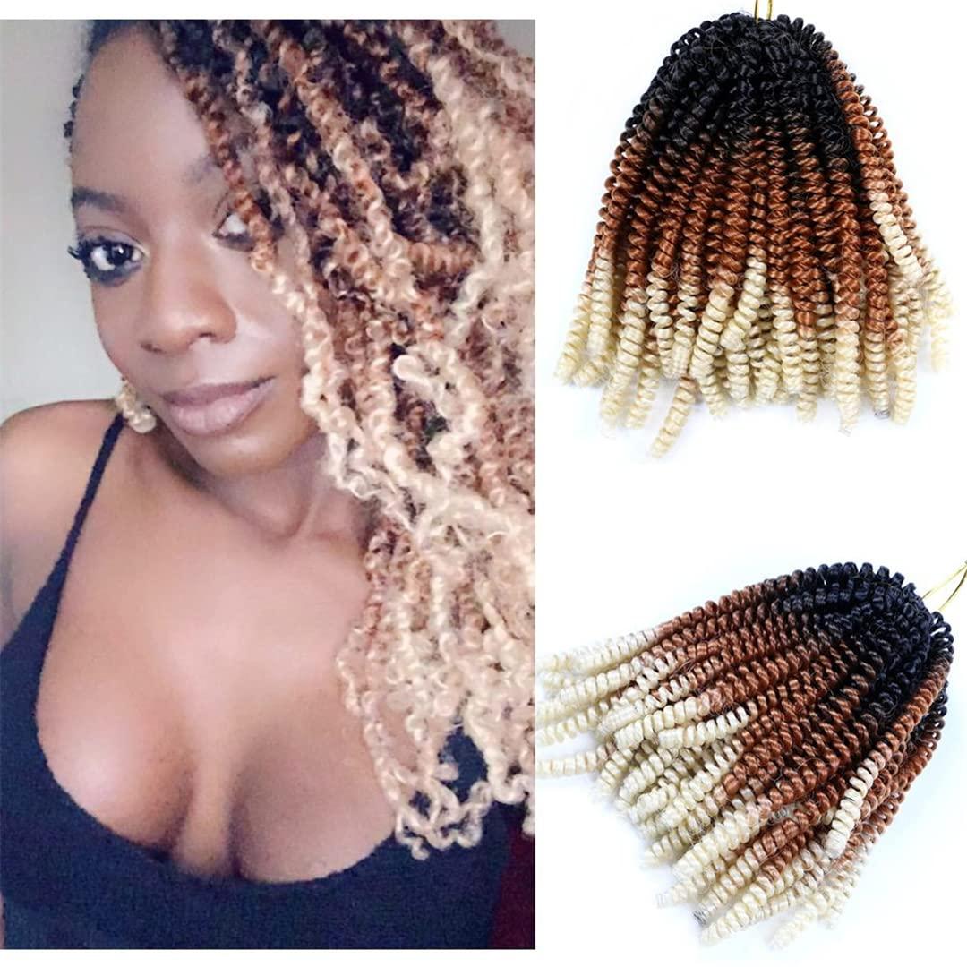 Sweejim Spring Hair 8 Inch Black Brown Ombre Braiding Hair Extensions 110G Synthetic Crochet Braids Hair B2 8inches 7Pcs/Lot