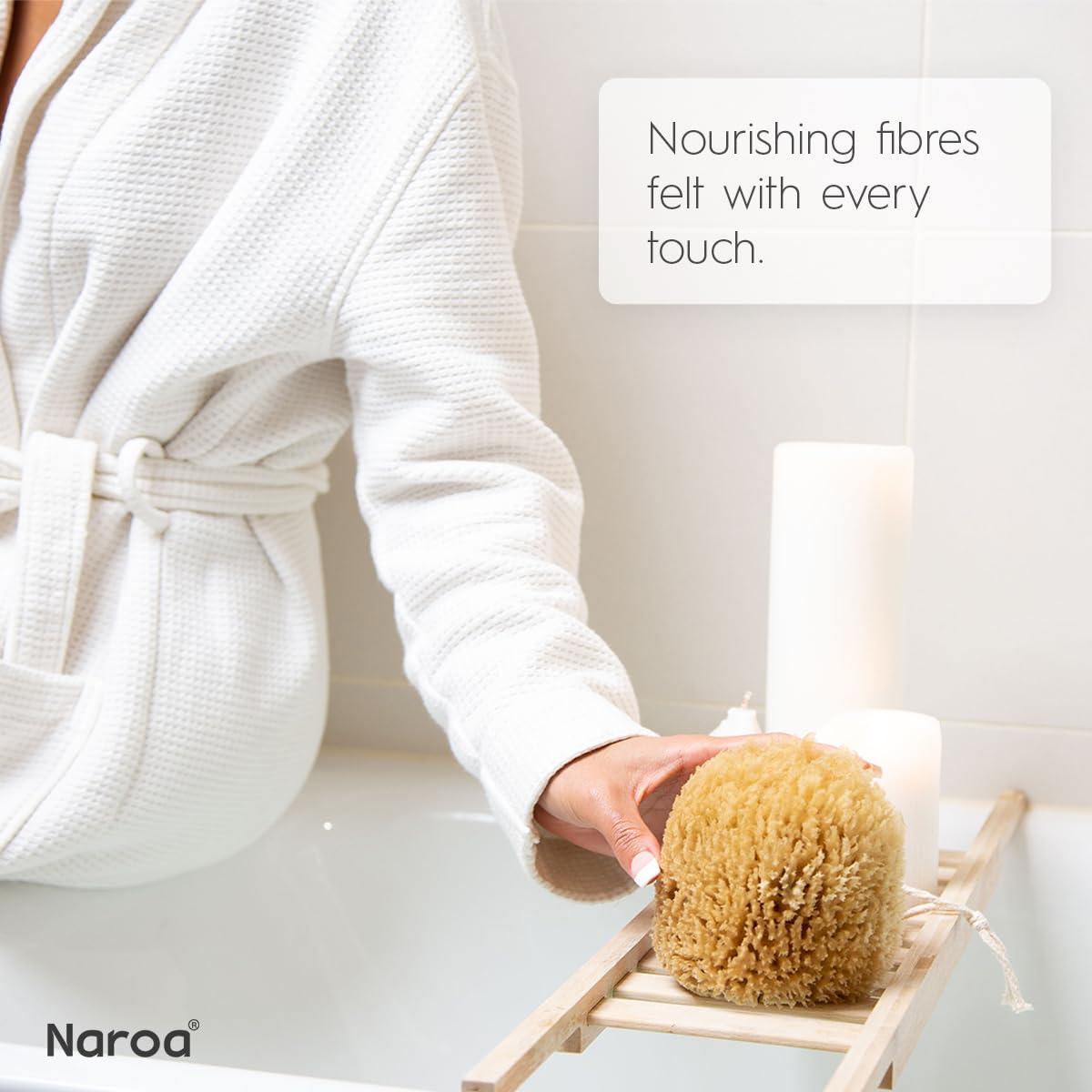 Naroa NAROA Natural Shower Sponge in Gift Box | Exfoliating Real Sea Loofah for Bath 4.5-6\" | Body Scrubber for Men Women