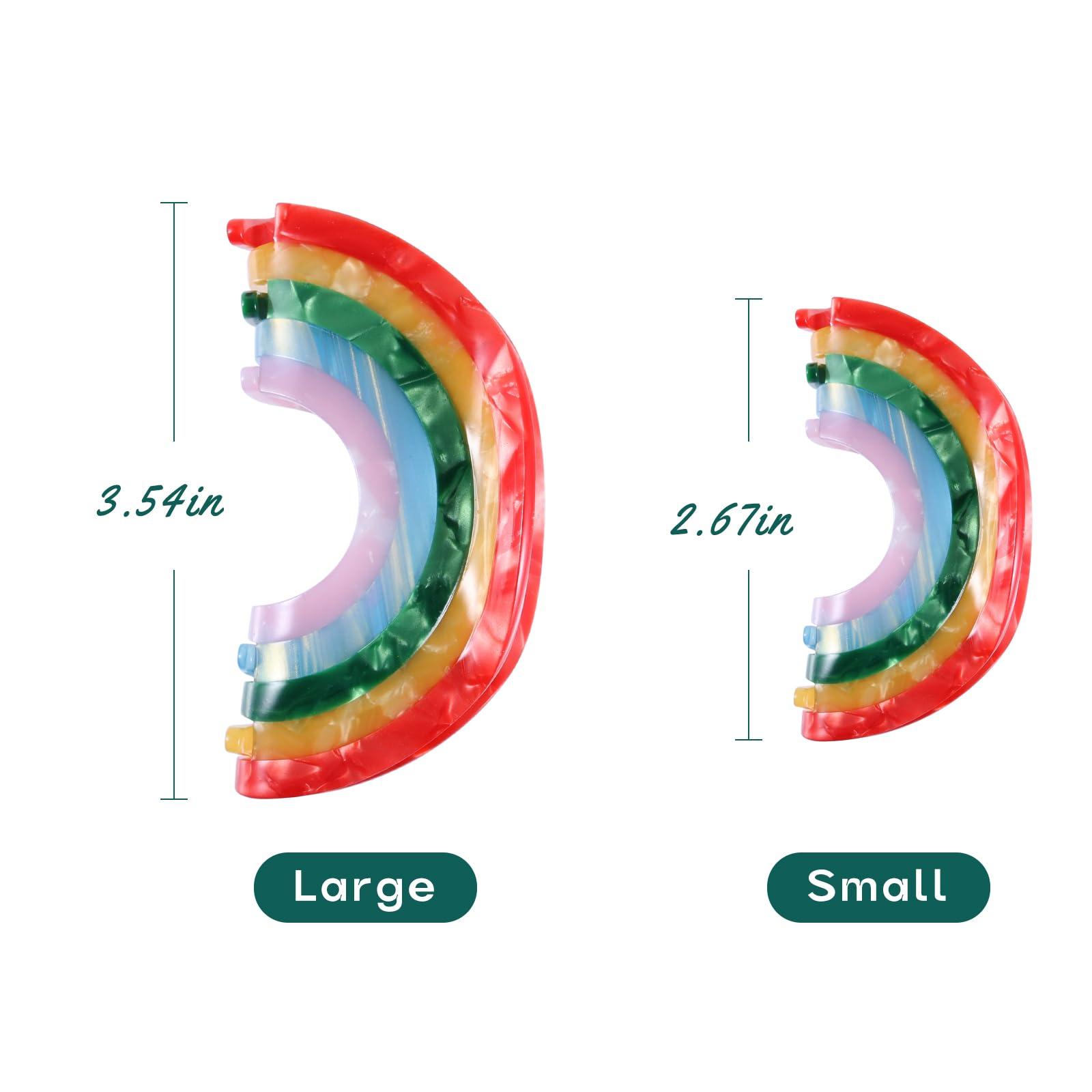 KCHIES Big Rainbow Hair Claw Clip Non Slip 3.5inch Acrylic Acetate 90\'s Strong Hold Jaw Barrettes Cute for Women Girls Thin Thick Hair Accessory Rainbow Pride Parade Valentines Day Gifts
