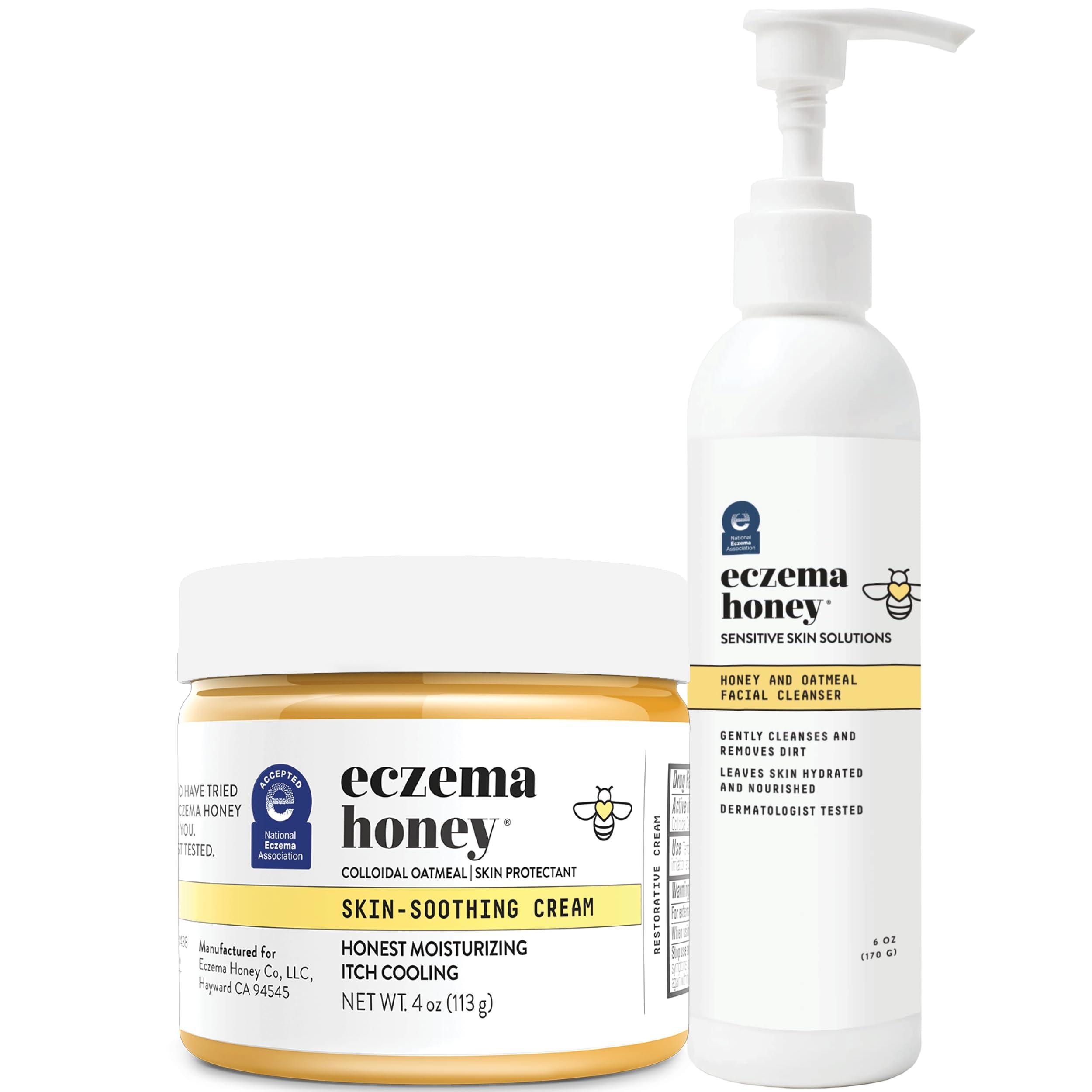 ECZEMA HONEY ECZEMA HONEY Original Skin-Soothing Cream & Oatmeal Facial Cleanser - Bundle for Sensitive & Dry Skin - Cruelty Free