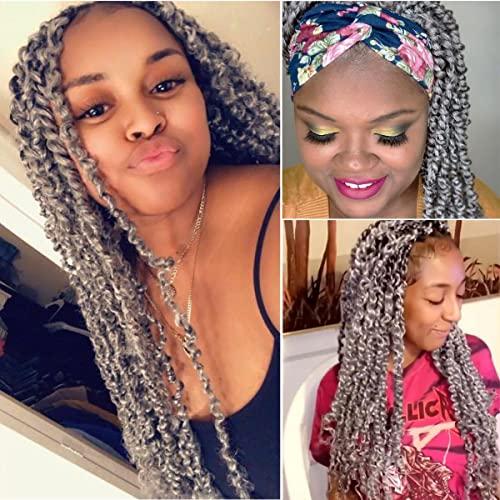 RENJOING Grey Passion Twist Hair 24 Inch 6packs Gray Water Wave Braiding Hair for Butterfly Locs Passion Twists Long Bohemian Protective Hair Extensions (24 Inch, 6packs, Grey#)
