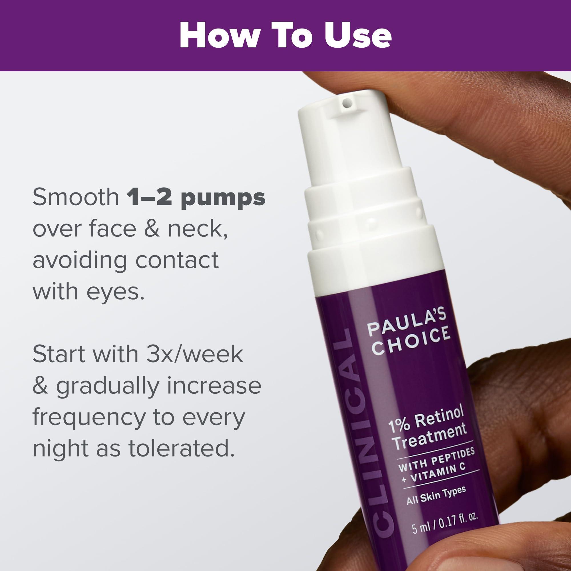 Paula's Choice Paula's Choice CLINICAL 1% Retinol Treatment Cream with Peptides, Vitamin C & Licorice Extract, Anti-Aging & Wrinkles, Travel Size. PACKAGING MAY VARY.