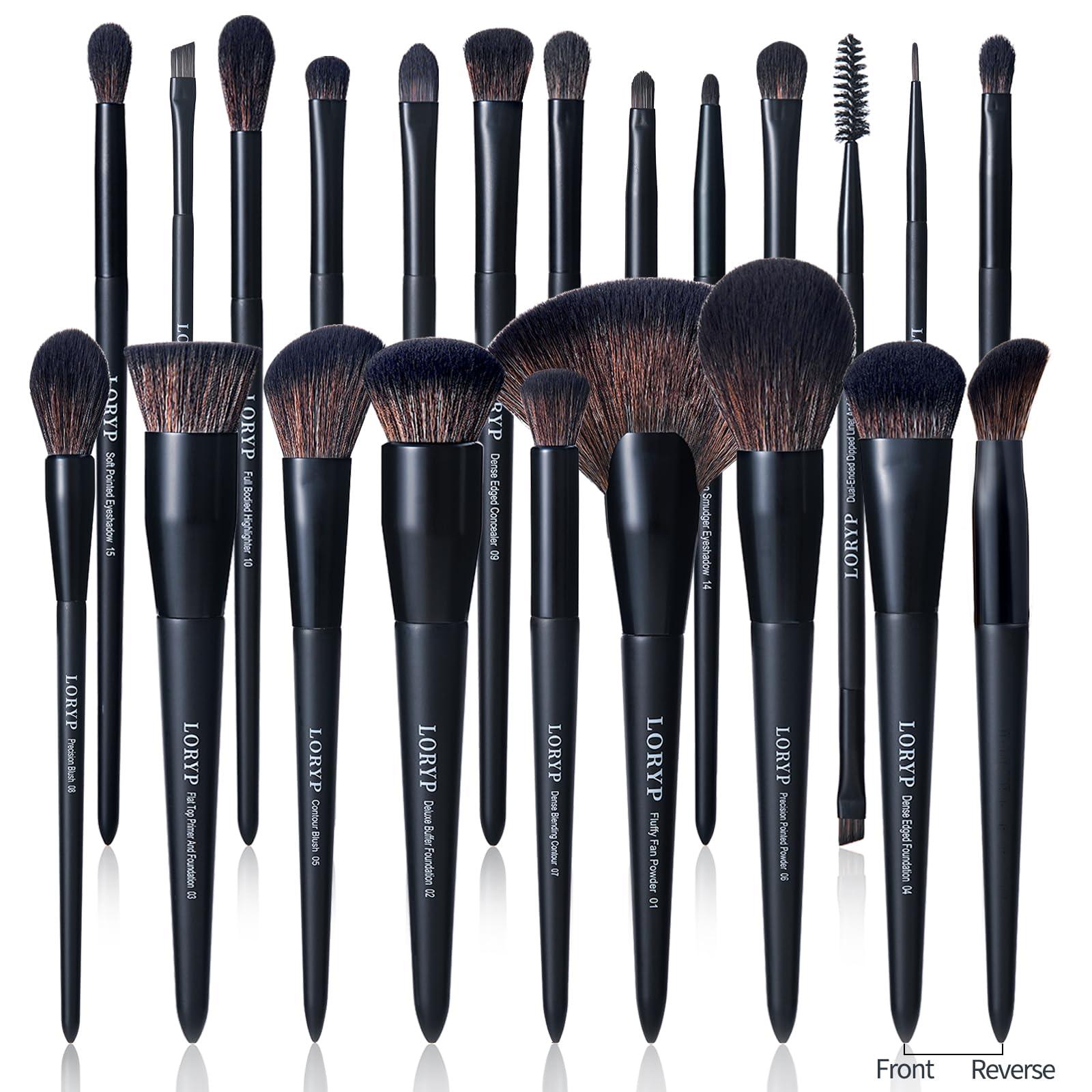 LORYP LORYP Foundation Brush Contour Bronzer Brush Double Ended kabuki Brush with 21Pcs Powder Blush Foundation Concealer Highlighter Brush Vegan Pro Face and Eye Brush Kit
