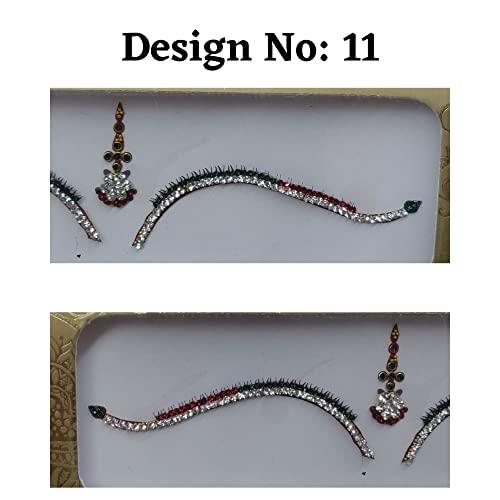 AtoZ India Cart AtoZ India Cart Decorative Bridal Bindi Women Sticker Bindi Designer Bindis Body Sticker for Bride Long Forehead Bindi Face Tattoo Stickers Bollywood Bindis Crystal Long Bindis Face Jewels (Design No.