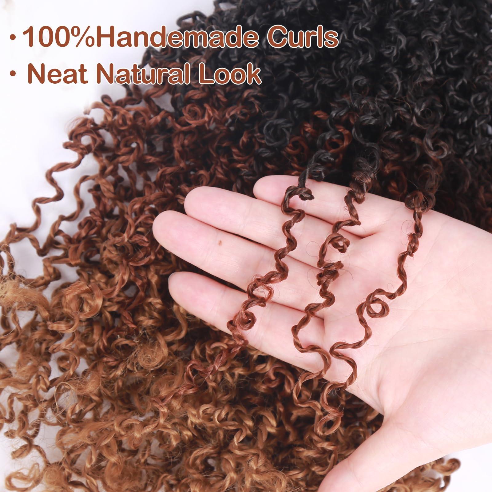 DWhair Yanky Twist Crochet Hair 12 Inch 9 Packs Small Passion Twist Crochet Hair Pre-Looped Senegalese Twist Braids Mini Spring Twist Crochet Ombre Brown to Blonde Synthetic Crochet Hair Extensions 1B/30/27