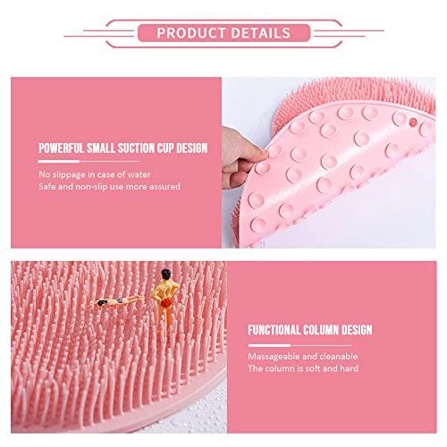 HCPBRS Shower Foot & Back Scrubber, Silicone Massage Pad Wall Mounted Back Scrubber, Shower Foot Massager Scrubber Bath Massage Cushion Brush with Suction Cups, Bathroom Wash Foot Scrubber Mat (Gray)