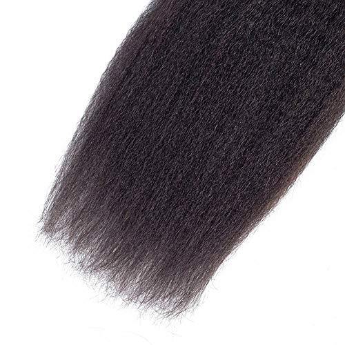 ISEE ISEE Hair 8A Kinky Straight Hair 3 Bundles Yaki Human Hair Weave Unprocessed Sew in Brazilian Virgin Remy Hair Extensions Natural Black (22 24 26)