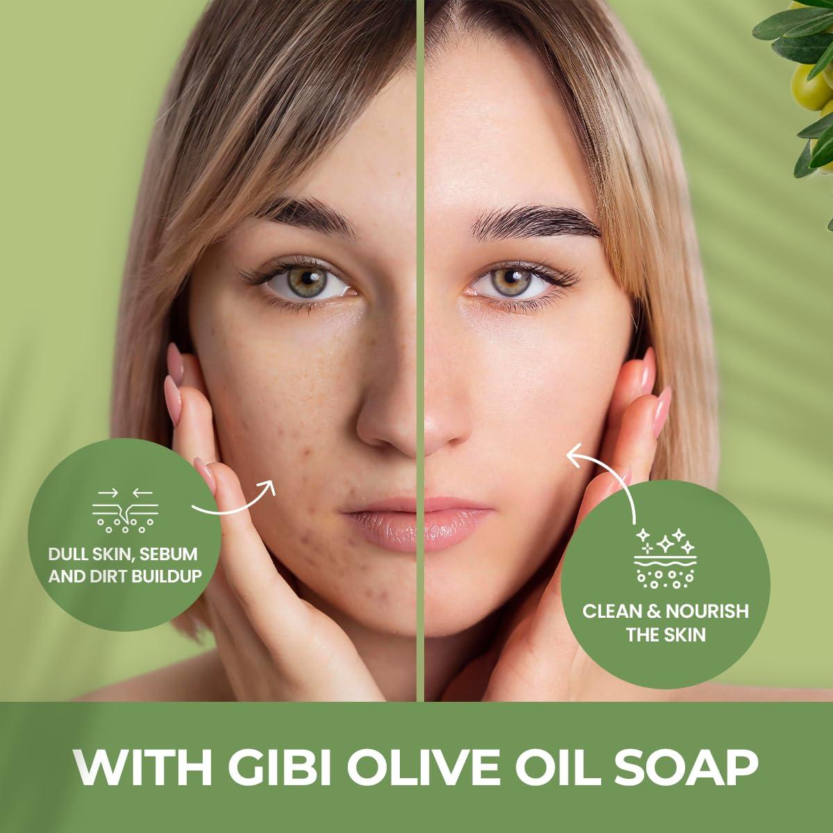 GIBI GIBI Olive Oil Soap Bar with Laurel - 7.06 Oz Pure Natural Olive Oil Bar Soap - Moisturizes & Hydrates Skin - Gentle on Face and Body - Vegan & Cruelty Free Olive Soap