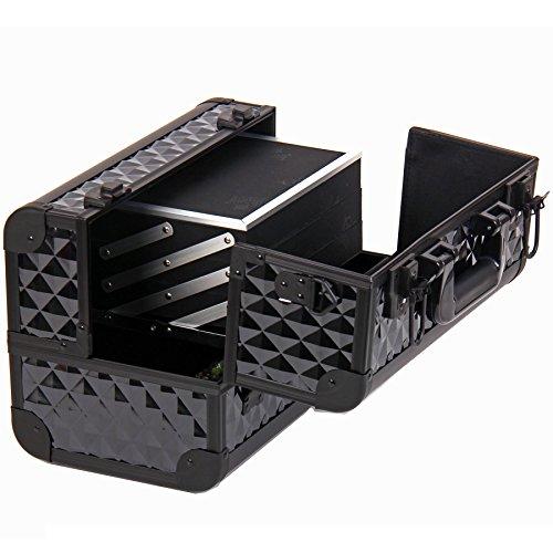 SHANY SHANY Premier Fantasy Professional Makeup Train Case Cosmetic Box Portable Make up Case Organizer Jewelry storage with Locks, 3 Trays, Makeup Brush Holder and Cosmetics Mirror - Black Diamond