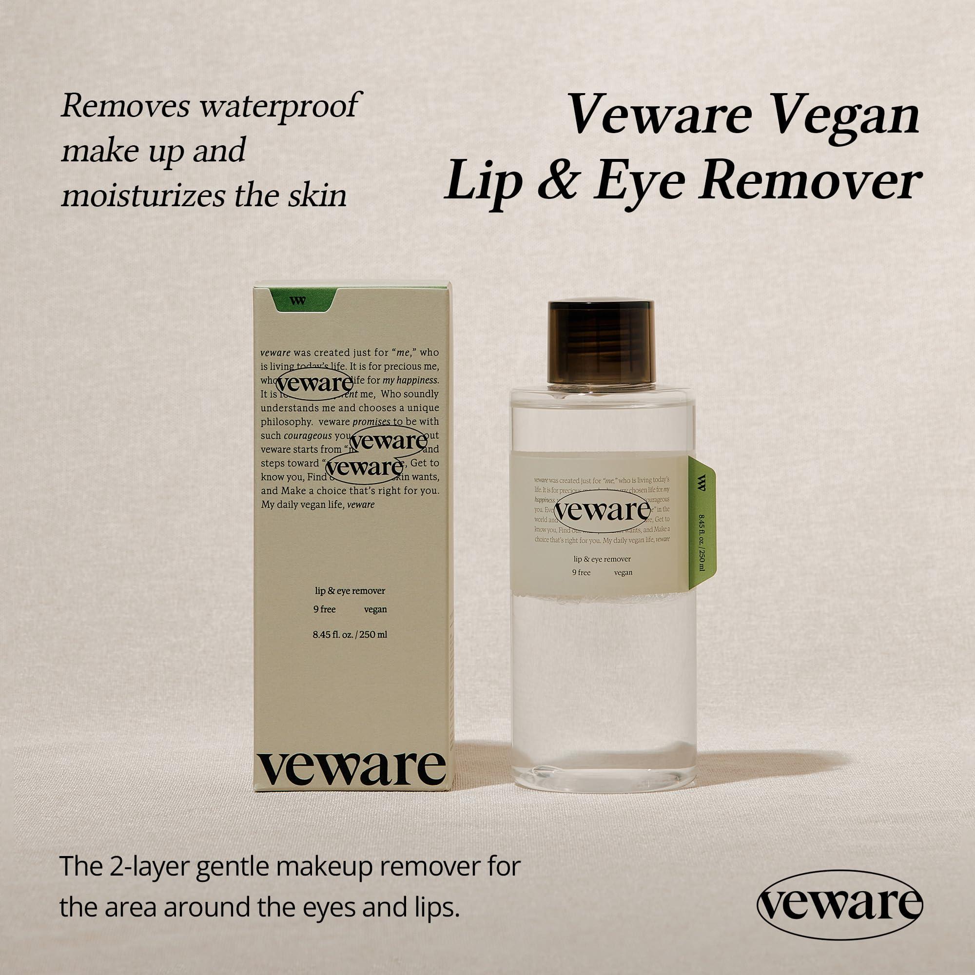 Veware Veware Vegan Lip & Eye Remover 250ml 8.45 fl.oz. 100% Vegan Formula for Waterproof makeup (Lip and Eye makeup remover 250ml 8.45 fl.oz.), Make up remover