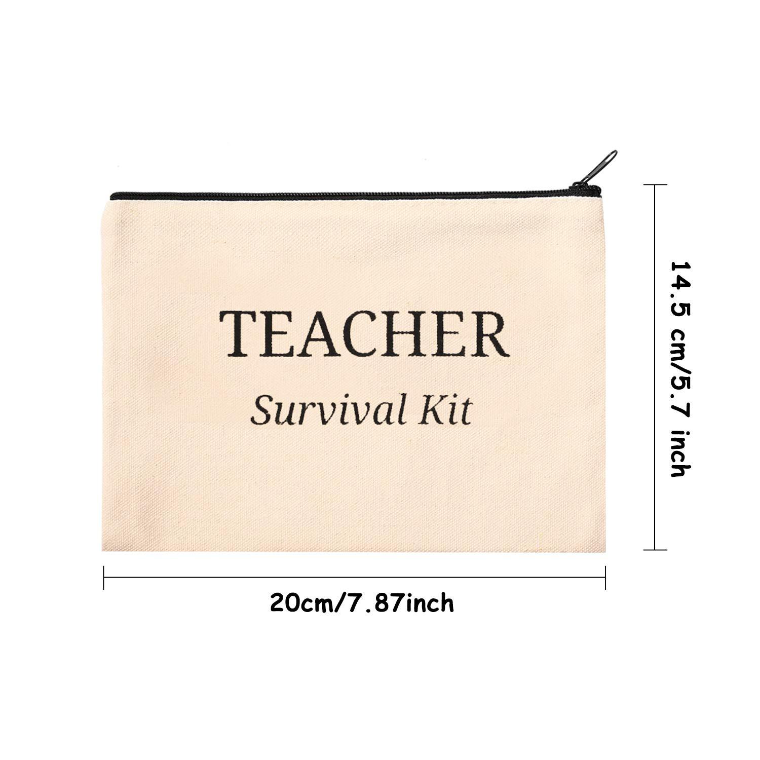 Frienda 12 Pieces Teacher Cosmetic Bag Canvas Makeup Bags Pencil Pouch Travel Toiletry Case with Zipper for Teacher Appreciation Gift(M)