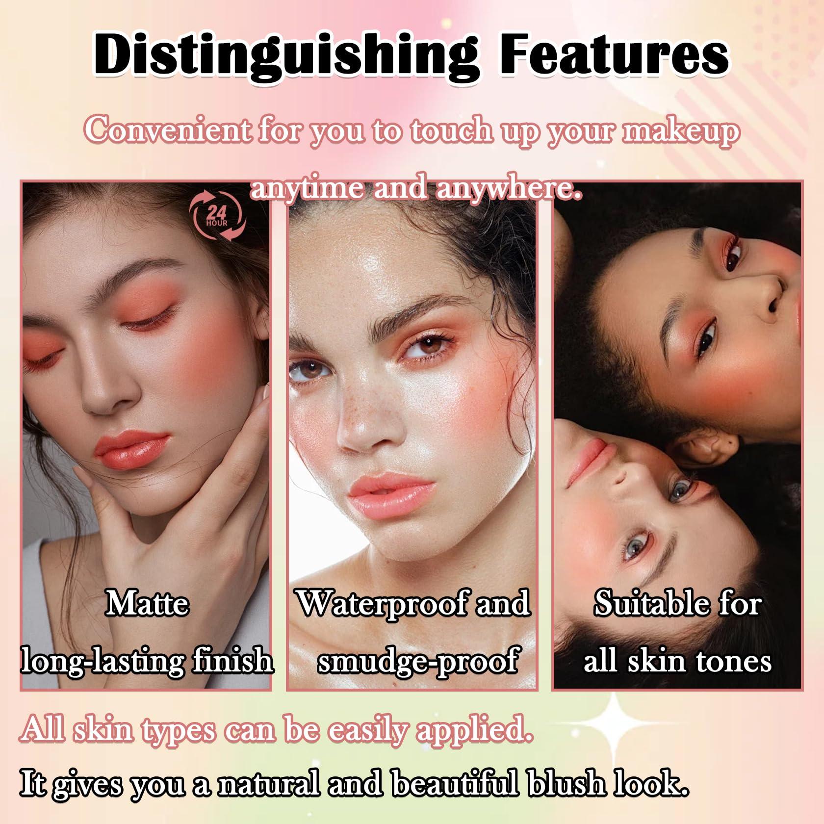 XMXueMei Pink Blush Stick,Lightweight Cream Blush Stick Long Lasting Waterproof Multi Use Makeup Blush Stick for Lips & Cheeks & Face,Waterproof Moisturizing Face Blush for All Skin Tones