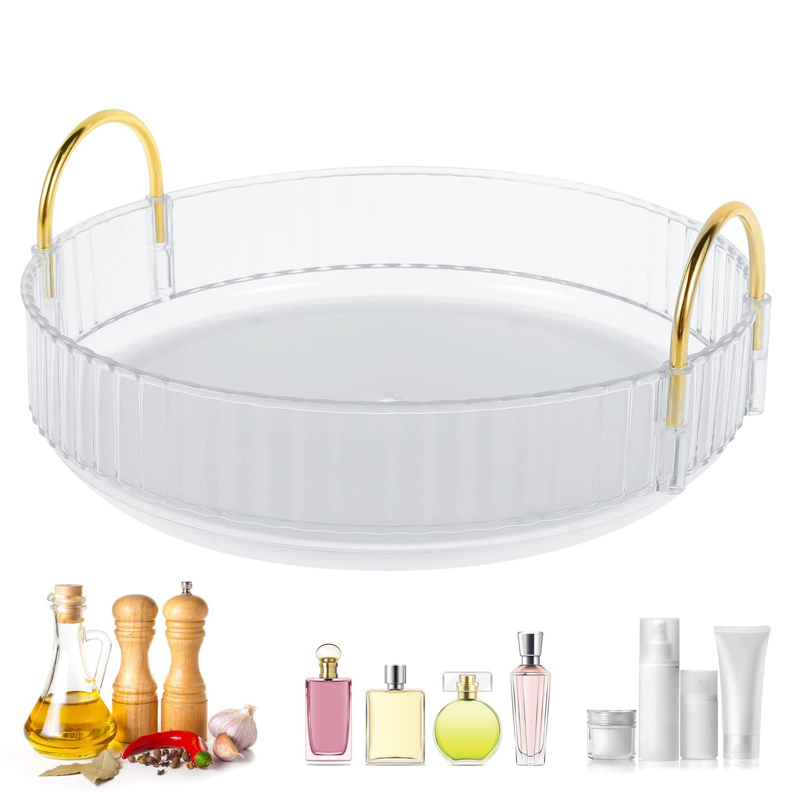 SHASUXTING SHASUXTING 360 Rotating Makeup Organizer with Metal Holder Large Capacity Makeup Carousel Holder Reusable Turntable Cosmetics Organizer Delicate Rotating Vanity Tray Makeup Stand for Dresser