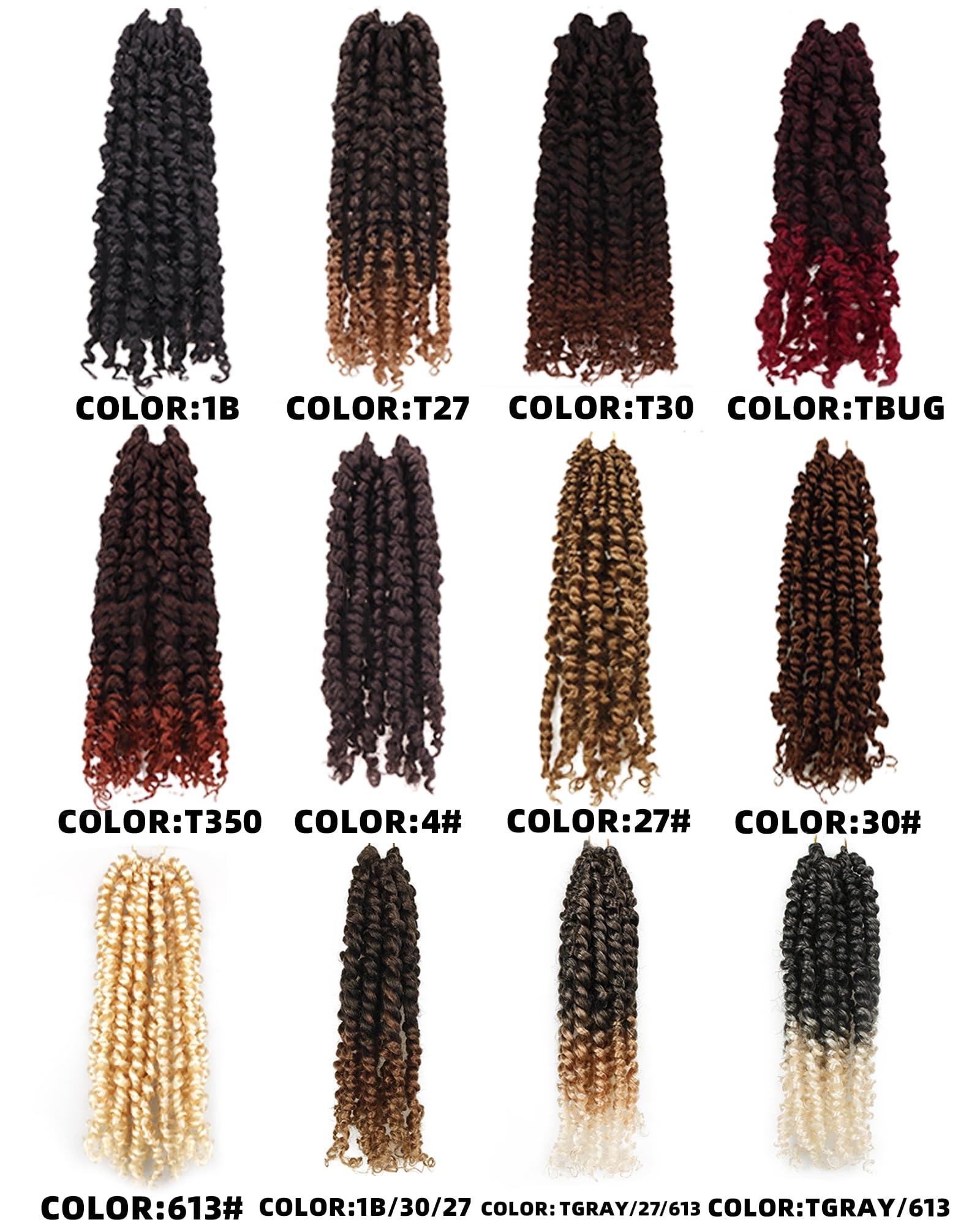 Miss Sula 8 Inches 8 Packs Passion Twist Crochet Hair-Mixed Color Combination Package(6 packs 1B+2 pack T27),Pre-twisted Pre Looped Synthetic Spring Kinky Twist Hair Extensions(8\"-8 Packs,1B+T27)
