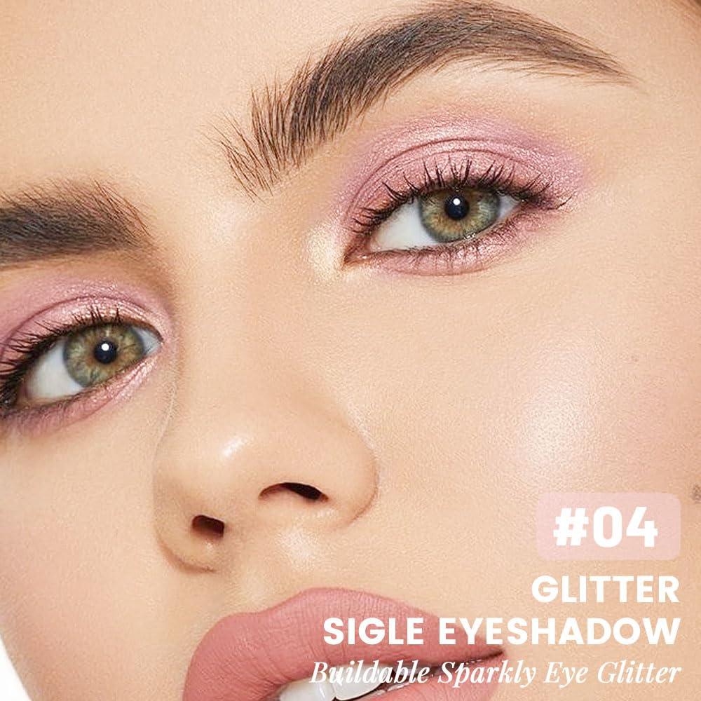 CAKAILA Single Glitter Shimmer Pink Light Purple Eyeshadow,Bright High Pigment Intense Monochrome Eye Shadow,Buildable Sparkly Eye Glitter Shimmer Finish,24 Hour Eye Makeup Longwear Waterproof,Blendable