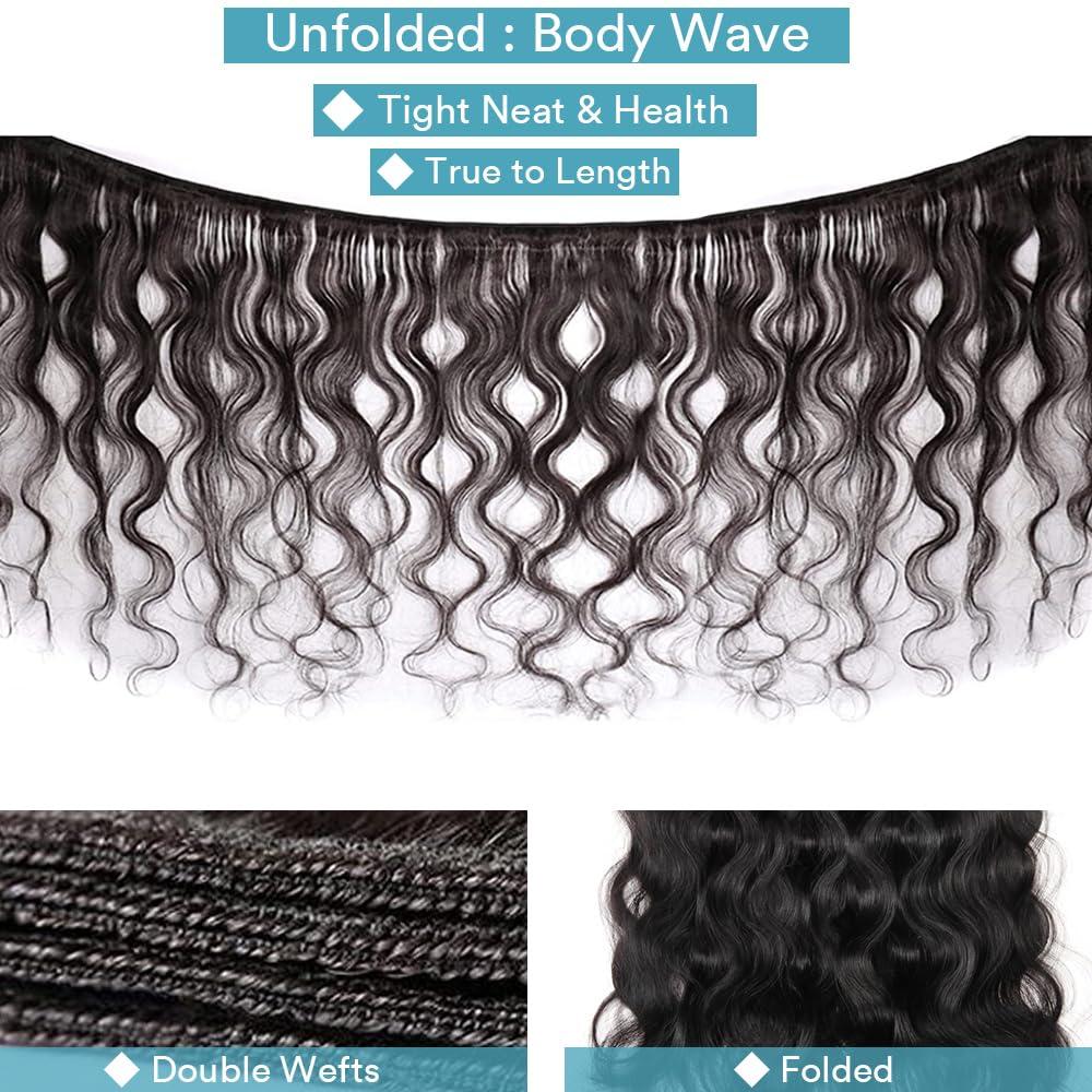 Yifute 34 Inch Long Body Wave Bundle Human Hair Black Extensions Weave Bundle Wavy 100% Unprocessed Remy Sew in 1 Single Bundle Human Hair 12A Brazilian Body Wave Double Weft (34 Inch, Single bundle)