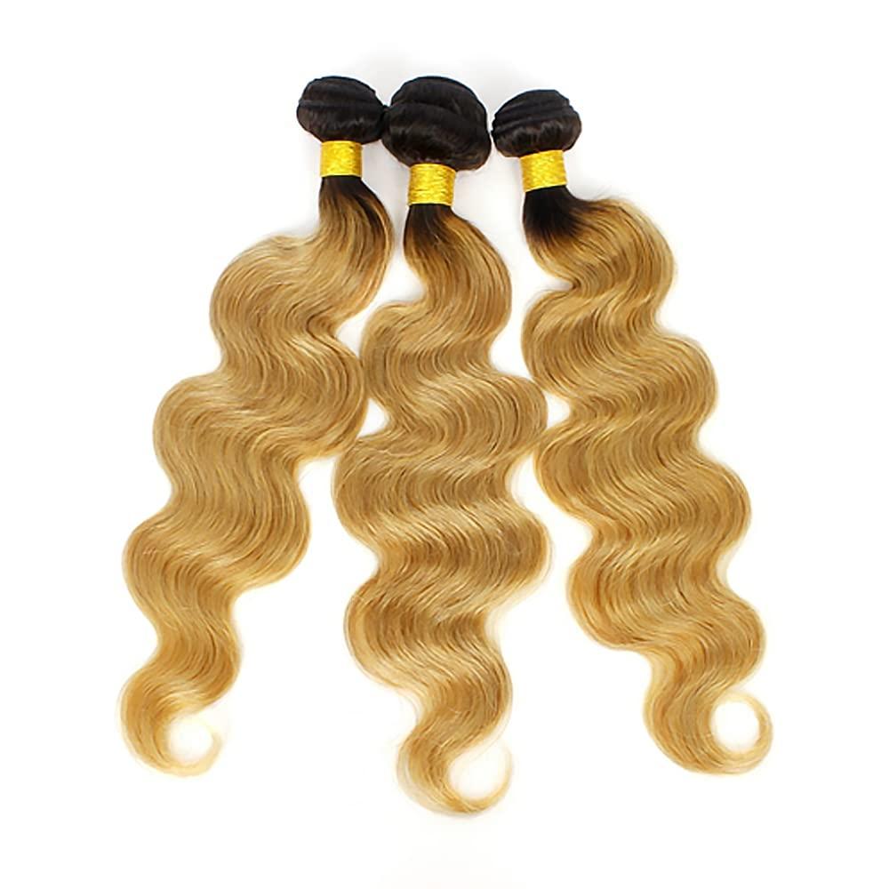 SEABURT #1B/27 Highlight Bundles Human Hair Body Wave Bundles Ombre Blonde Bundles 12 12 12 Inch 8A Grade Brazilain Remy Hair Extensions Designed For Black Women Human Hair Two Tone Black And Blonde