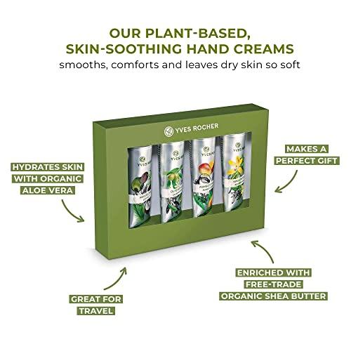 YR YVES ROCHER Yves Rocher Kit of Plaisirs Nature Hand Creams | 4 Travel-Sized Hand Creams with Shea Butter for Dry Skin | 1.01 Fl Oz Each