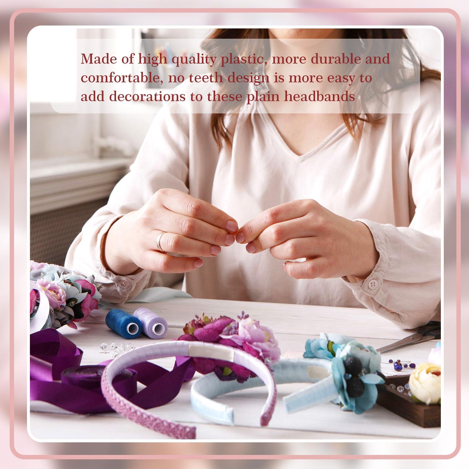 Hotop Hotop 100 Pcs Plastic Headbands Bulk 1 Inch Wide Craft No Teeth Plain Headbands DIY Hair Band Accessories for Girls Women (White,1 Inch Wide)