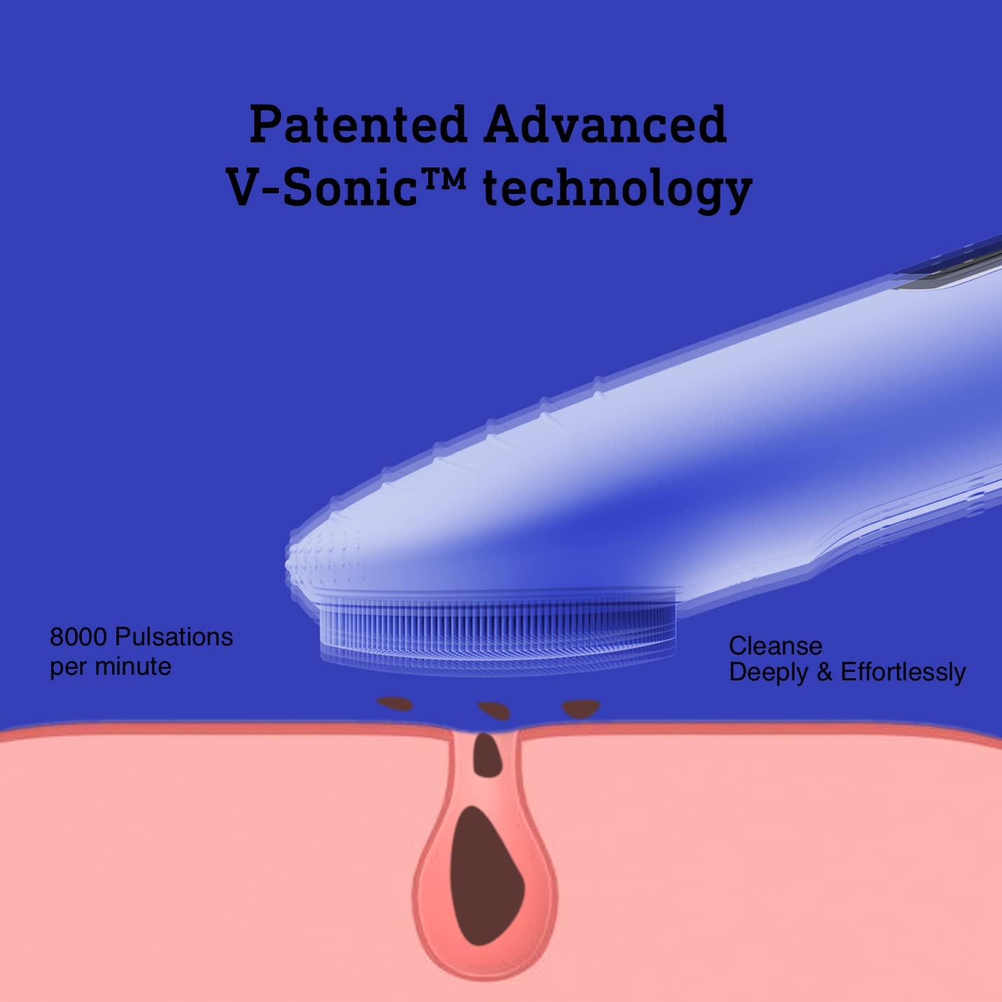 NågraCoola NgraCoola CLIE Facial Cleansing Brush, Waterproof and Rechargeable Face Scrub Brush for Men & Women, Cleansing, Exfoliating and Massaging, Electric Face Scrubber - Blue