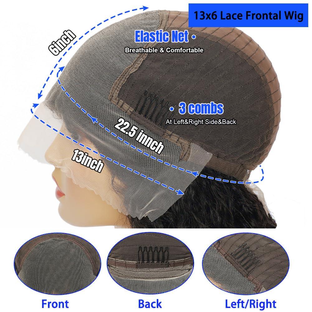 FYSIN Deep Wave Lace Front Wigs Human Hair 13X6 deep Wave HD Lace Frontal Wigs 200% Density Glueless Brazilian Curly Human Hair Pre Plucked with Baby Hair Curly Lace Front Wig Human Hair 24Inch