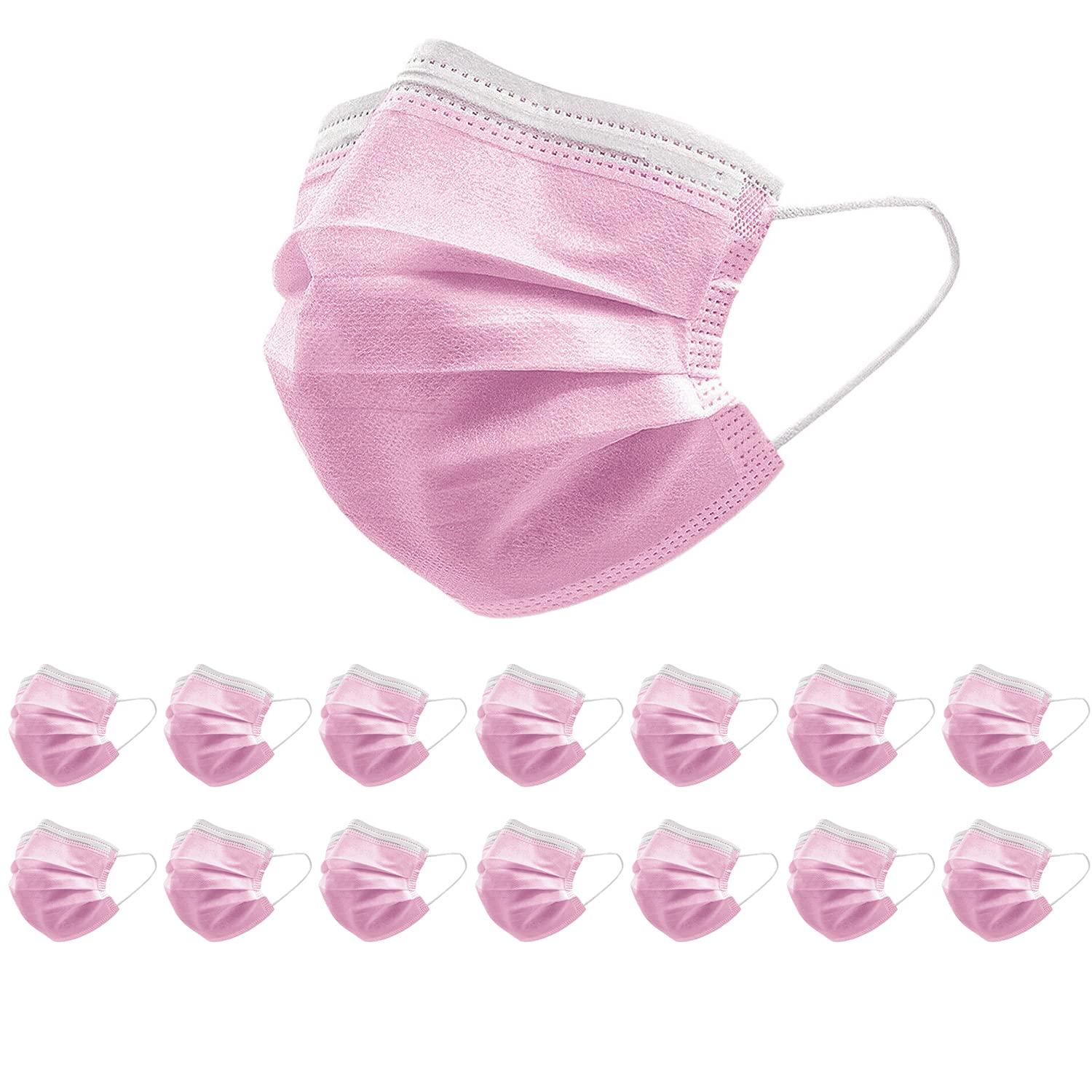 HINCINK HINCINK 1000 Pcs Bulk Disposable Face Mask, Thick 3-Layers Breathable Facial Mask (pink 1000pcs)