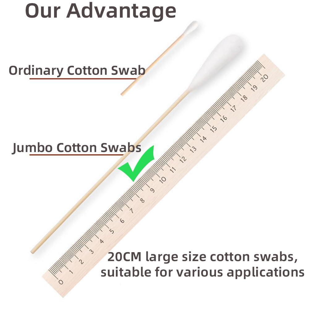 Bolesen Jumbo Cotton Swabs 20cm, White Large Cotton Tips for Gynecology - 20 Sticks/10Bag (2 Sticks/Bag) - Individually Wrapped