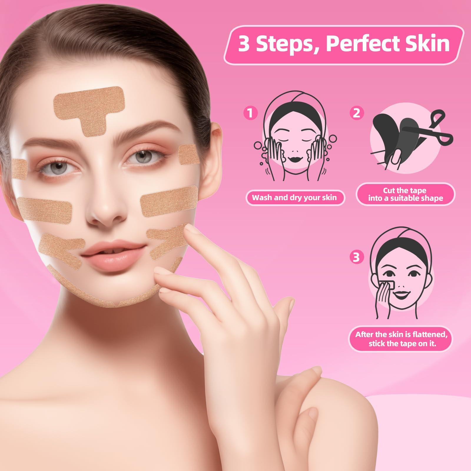 OK TAPE OK TAPE Face Lift TapeFacial Myofascial Lift Tape for Firming and Tightening Skin, Face Neck Lift Tape Anti-Wrinkle, Anti-Freeze Tape, 1 Roll 2in x 16.4ft (5cm x 5m), Beige