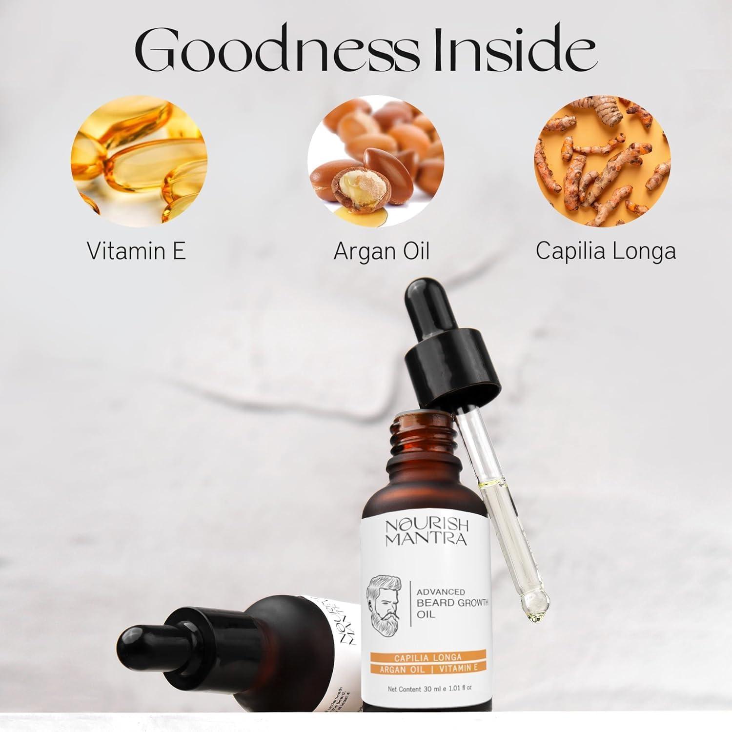 Generic Generic Advanced Beard Growth Oil/Made with Capilia Longa, Argan Oil, Vitamin E and Jojoba Oil/For Fuller, Thicker and Healthier Beard Growth - 30ml | 1.01 Fl Oz (Pack of 1), Natural