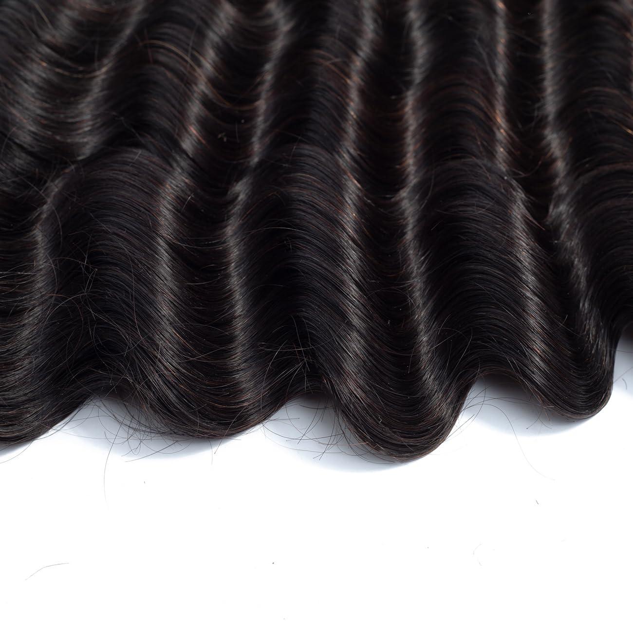 Iwig Iwig Loose Deep Wave Bundles Human Hair 14 16 18 Unprocessed Virgin 3 Bundles Brazilian Wet and Wavy Loose Deep Curly Wave Human Hair Weave Bundles Natural Black