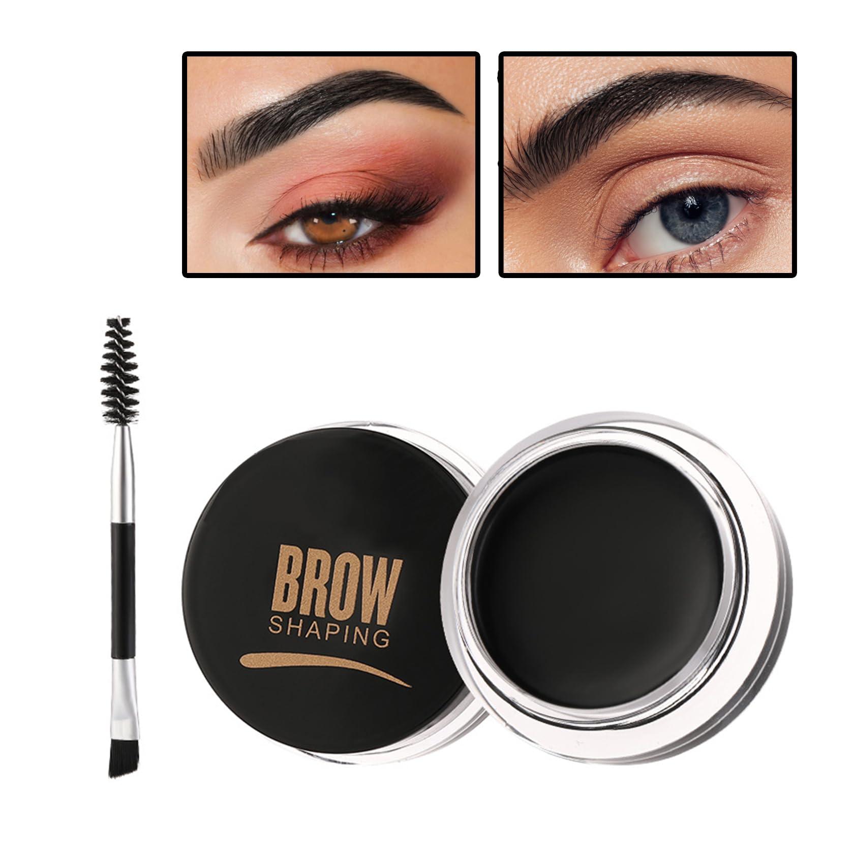 IONSGAKO Eyebrow Pomade Brow Gel Pomade,Long Lasting Waterproof and Enhancers Eyebrow Soft Smooth,Eyebrow Makeup Gel with Eyebrow Brush for Girls and Women-Black