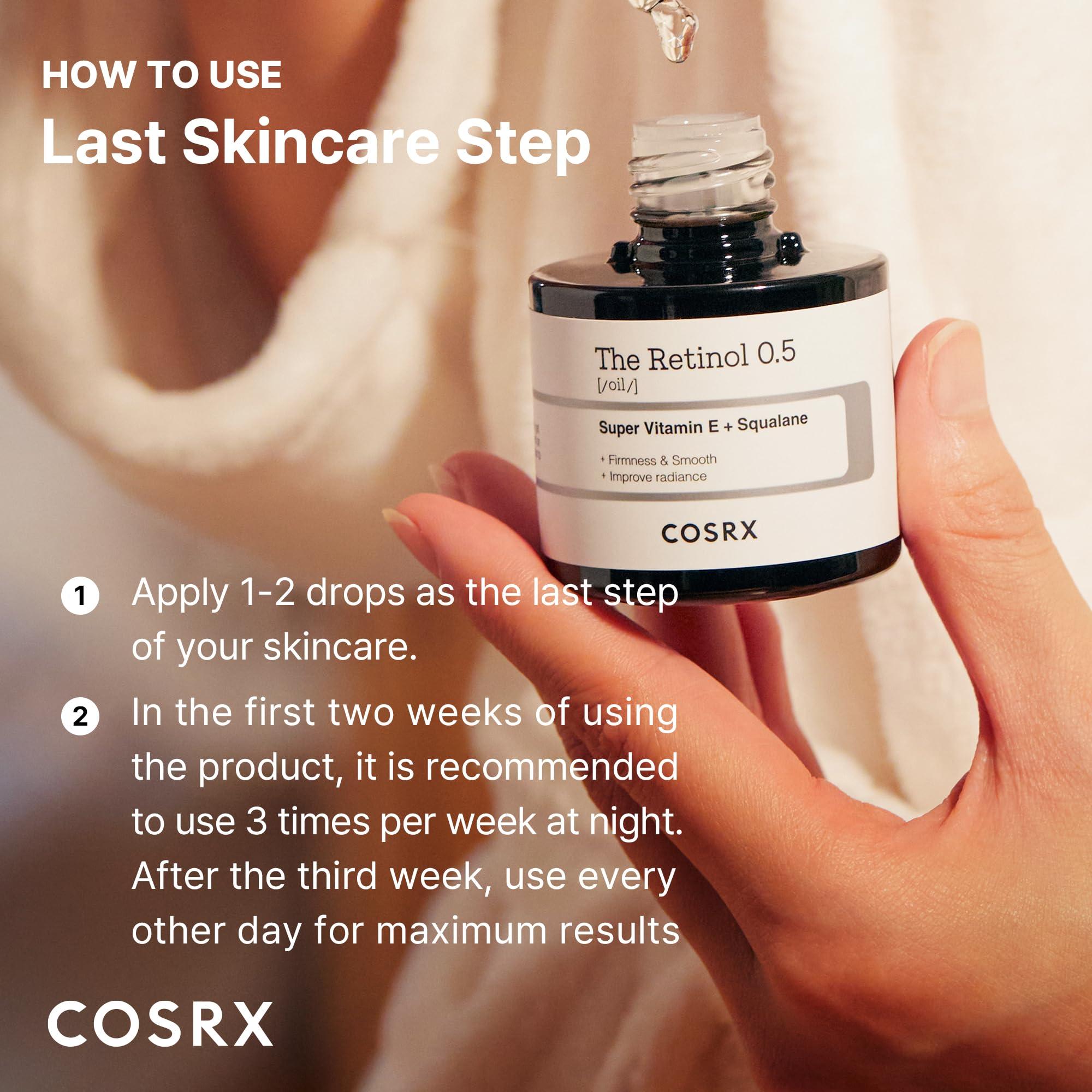 COSRX COSRX Retinol 0.5 Oil, Anti-aging Serum with 0.5% Retinoid Treatment for Face, Reduce Wrinkles, Fine Lines, & Signs of Aging, Gentle Skincare for Day & Night, Not Tested on Animals, Korean Skincare