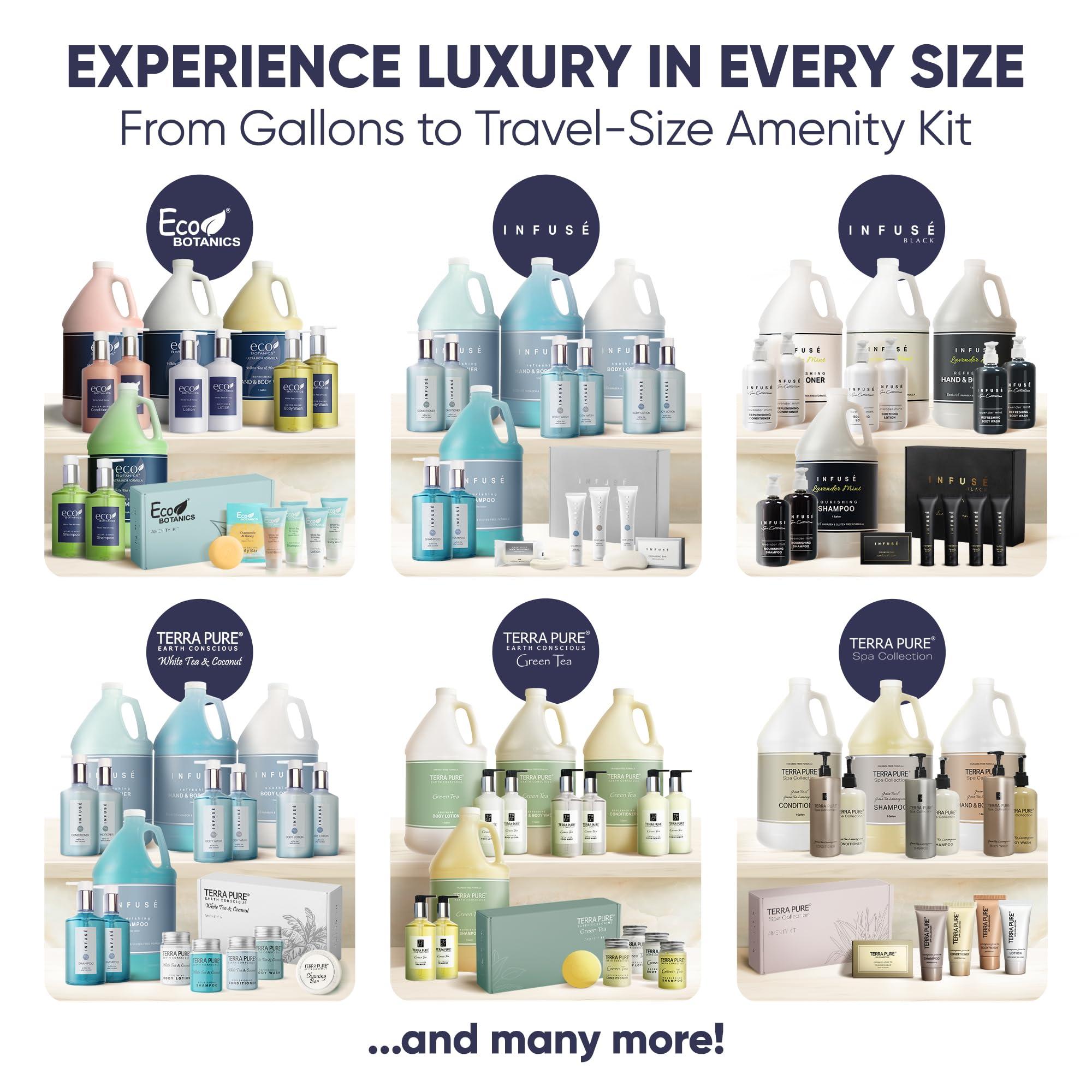 Terra Pure Terra Pure Spa Collection Amenity Kit | Hotel Bulk Toiletries | 0.85 oz Shampoo, Conditioner, Lotion, Body Wash, Massage Bar for Guest Hospitality Vacation Rentals | 1 Set/Case