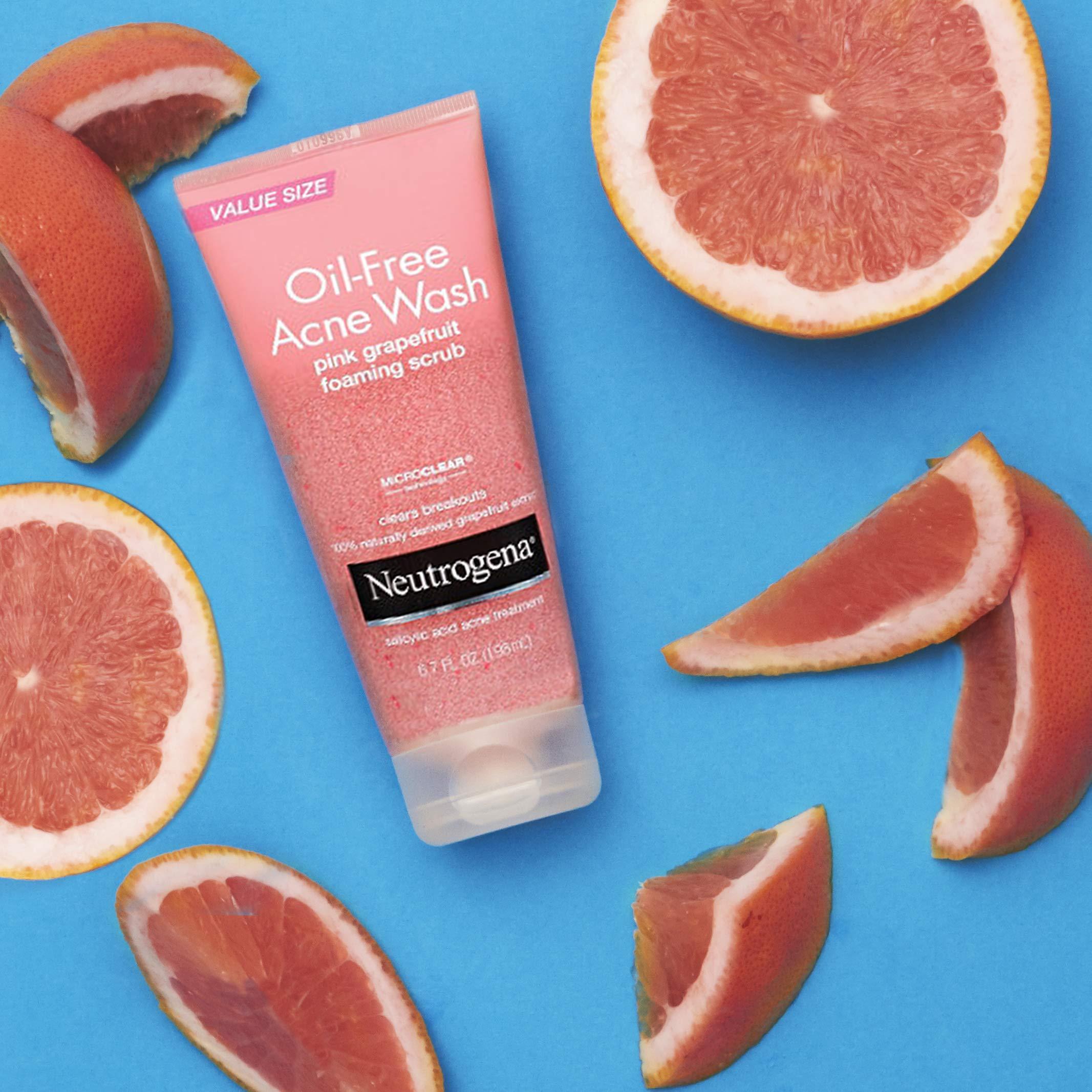 Neutrogena Neutrogena Oil Free Pink Grapefruit Acne Face Wash with Vitamin C, 2% Salicylic Acid Acne Treatment, Gentle Foaming Vitamin C Facial Scrub to Treat & Prevent Breakouts, 6.7 fl. oz