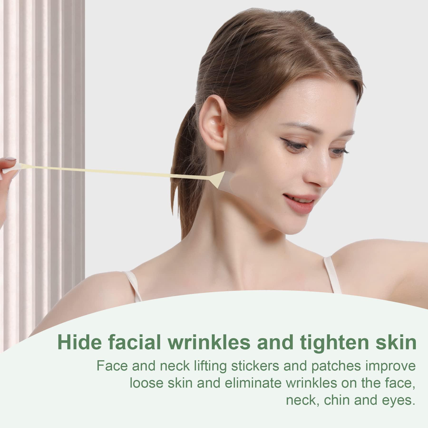 Moonlight-ybh Face Lifting Tape, Ultra-thin Invisible Face Lift Sticker Face Tape for Instant Face, Hiding Facial Neck Wrinkles V-face Tightening Lifting Saggy Skin 4 Bands 20 Tapes