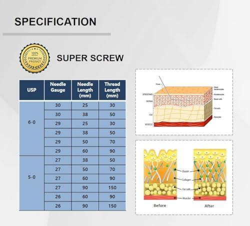 ACE Thread ACE PCL thread lift Korea face/whole body - Super Screw Type (100pcs) (26G60mm)