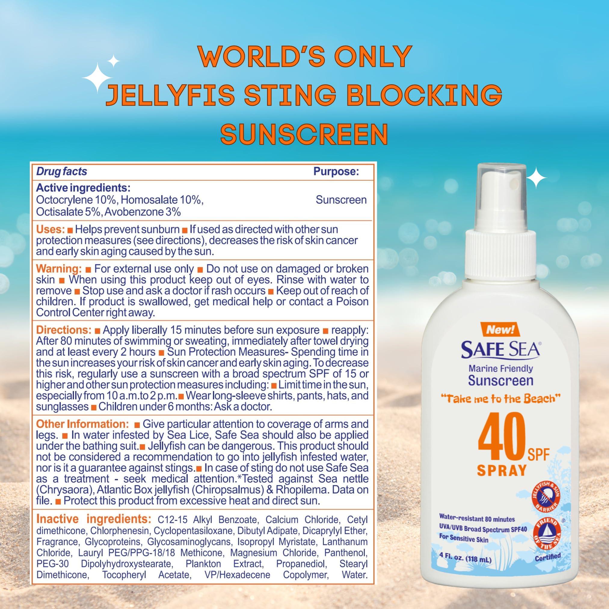 SAFE SEA Safe Sea Anti-Jellyfish Sting Protective Lotion - Sunscreen - Sunblock - Sea Lice - Jelly Fish - 50SPF Adults (SPF50 + SPF40)
