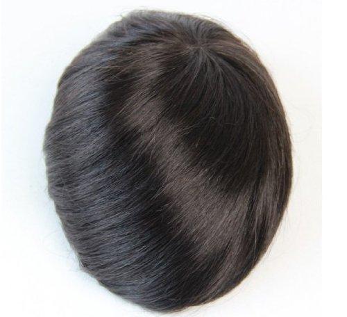 DaJun DaJun Hair 6A Hair Pieces Mono Base Men's Toupee Chinese soft 6inch human hair, Straight Men's wig 6x8" for Bald men (trademark:DaJun) Color#1b