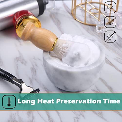 aisiming aisiming Marble Shaving Bowl for Shaving Soap & Cream, Shave Soap Cup Keep Warm Better, Produce Rich Foam Shaving Mug, Easy to Lather, Shaving Cup Gift for Men(White Grey)