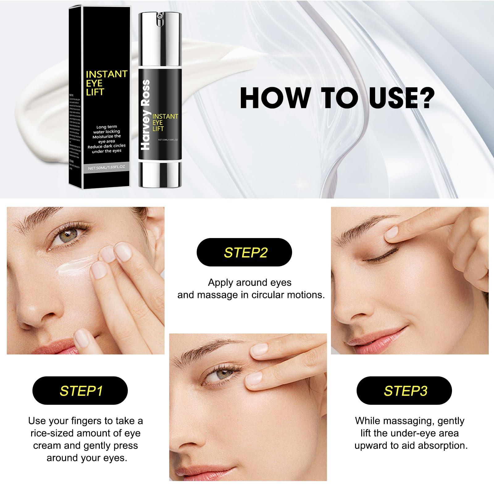 Kubot Harvey Ross Instant Lift Eye Cream, Harvey Ross effective Instant Eye Lift, Multi Action Firming Under Eye Cream, Under Eye Cream for Puffy Eye Bags Fine Lines, Specializes in Lifting The Eye Area