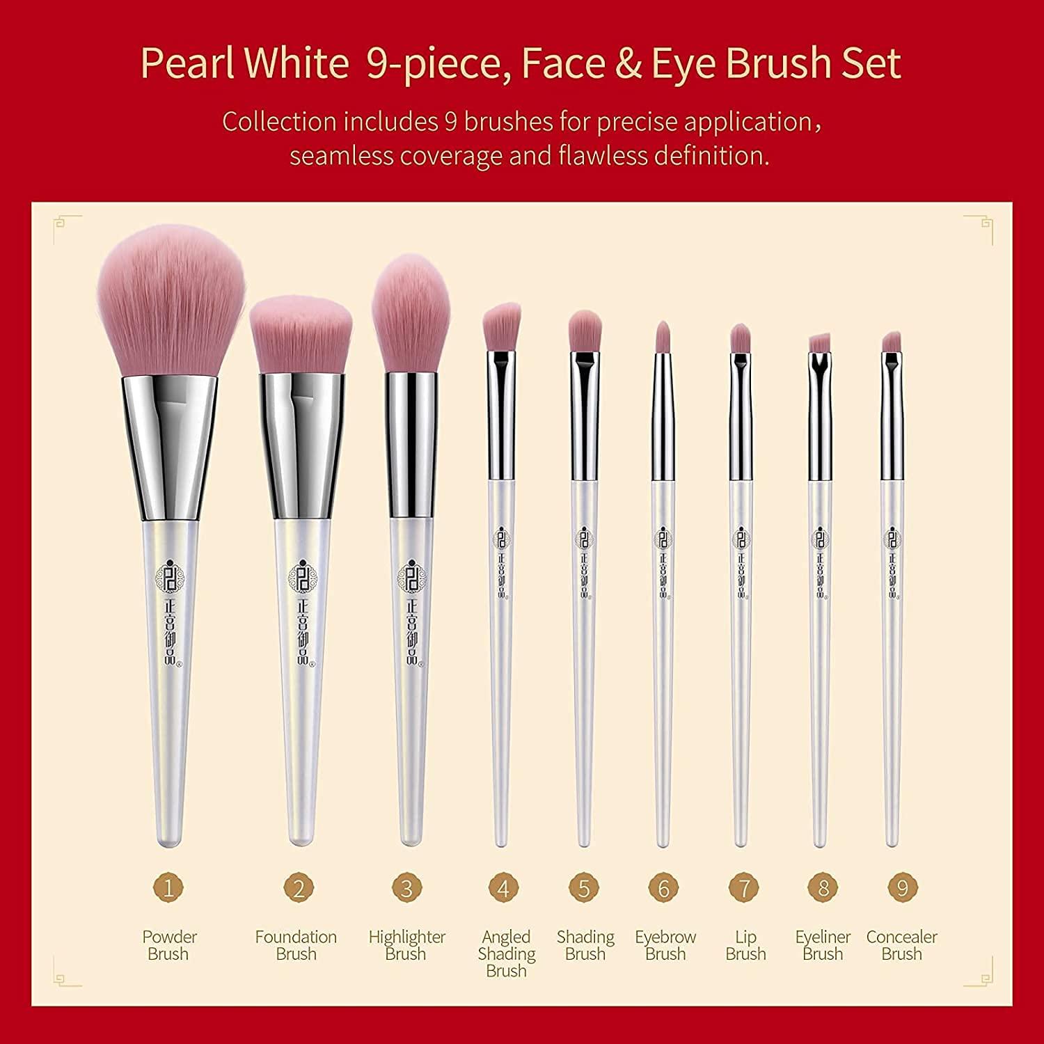 zeesea ZEESEA [Palace Identity] Makeup BrushesPearl White Makeup Brushes Sets, Premium Synthetic Foundation Powder Concealers Eye Shadows Makeup 9 Pcs Brush Set