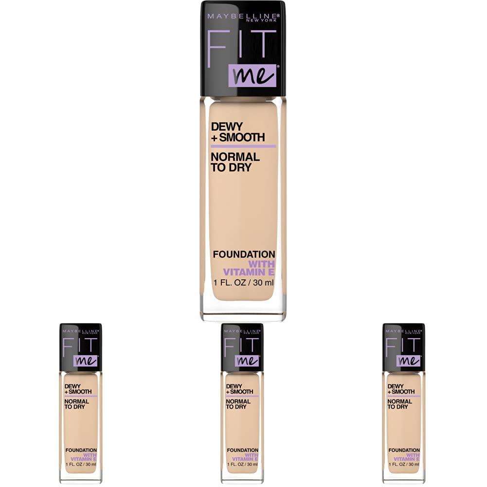 Maybelline New York Maybelline Fit Me Dewy + Smooth Foundation Makeup, Classic Ivory, 1 Count (Pack of 4)